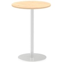 Italia 600mm Poseur Round Table Maple Top 1145mm High Silver Leg