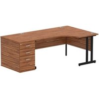 Impulse 1600 R Crescent Desk Walnut Black Cantilever 800 Desk High Ped