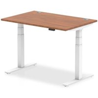 Air 1200x800mm Height Adjustable Desk Walnut Top Cable Ports White Leg
