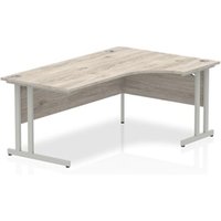 Impulse 1800mm Right Crescent Desk Grey Oak Top Silver Cantilever Leg