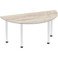 Impulse 1600mm Semi-Circle Table Grey Oak Top Chrome Post Leg I003620