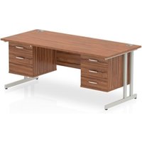 Impulse 1600 x 800mm Straight Office Desk Walnut Top Silver Cantilever