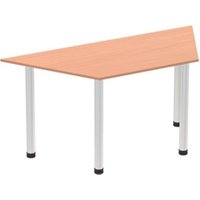 Impulse 1600mm Trapezium Beech Top Brushed Aluminium Post Leg I003651
