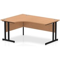 Impulse 1600mm Left Crescent Office Desk Oak Top Black Cantilever Leg