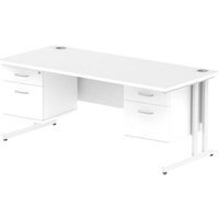 Impulse 1800x800 Desk White White Cantilever Leg + 2x Fixed Pedestal