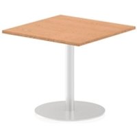 Italia 800mm Poseur Square Table Oak Top 720mm High Silver Leg ITL0338