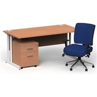 Impulse 1800mm Straight Office Desk Beech Top White Cantilever Leg
