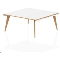 Oslo 1600mm Square Boardroom Table White Top Natural Wood Edge White