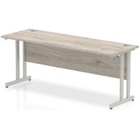 Impulse 1800 x 600mm Straight Desk Grey Oak Top Silver Cantilever Leg