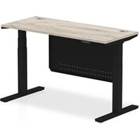 Air 1400x600 Height Adjustable Desk Grey Oak CP Black Leg Modesty Pnl