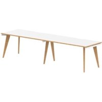 Oslo 1600mm Single Row 2 Person Desk White Top Wood Edge White Frame