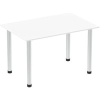 Impulse 1400mm Straight Table White Top Brushed Aluminium Post Leg