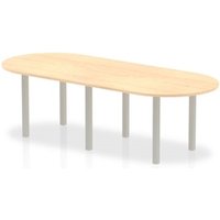 Impulse 2400mm Boardroom Table Maple Top Silver Post Leg I000264