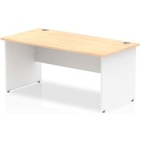 Impulse 1600 x 800mm Straight Office Desk Maple Top White Panel End