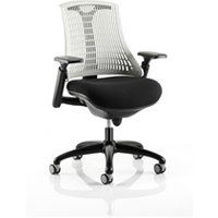Flex Task Operator Chair Black Frame - Black Fabric Seat Moonstone White Back - Arms