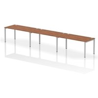 Impulse Bench Single Row 3 Person 1600 Silver Frame Bench Desk Walnut
