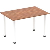Impulse 1400mm Straight Table Walnut Top White Post Leg I003686