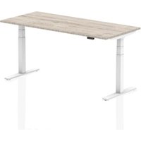 Air 1800 x 800mm Height Adjustable Office Desk Grey Oak Top White Leg