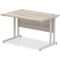 Impulse 1200 x 800mm Straight Desk Grey Oak Top Silver Cantilever Leg