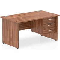 Impulse 1400 x 800mm Straight Office Desk Walnut Top Panel End Leg