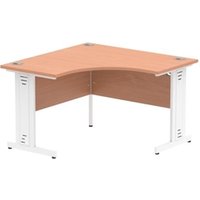 Impulse 1200mm Corner Office Desk Beech Top White Cable Managed Leg