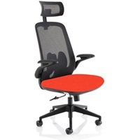 Sigma Executive Fabric Seat Tabasco Orange Mesh Chair Folding Arms
