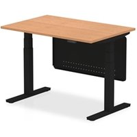 Air Modesty 1200 x 800mm Height Adjustable Office Desk Oak Top Black