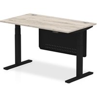 Air 1400x800 Height Adjustable Desk Grey Oak CP Black Leg Modesty Pnl