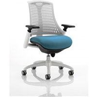 Flex Task Operator Chair White Frame White Back Bespoke Colour Seat Maringa Teal