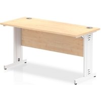 Impulse 1400 x 600mm Straight Desk Maple Top White Cable Managed Leg