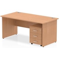 Impulse 1400 x 800mm Straight Office Desk Oak Top Panel End Leg