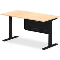 Air Modesty 1600 x 800mm Height Adjustable Office Desk Maple Top Black