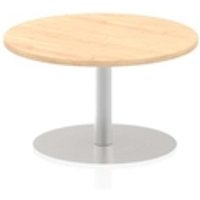 Italia 800mm Round Coffee Table Maple Top 475mm High Silver Leg