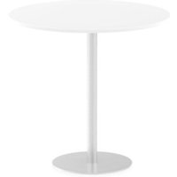 Italia 1200mm Poseur Round Table White Top 1145mm High Silver Leg