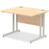 Impulse 1000 x 800mm Straight Office Desk Maple Top Silver Cantilever
