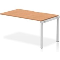 Evolve Plus 1400mm Single Row Office Bench Desk Ext Kit Oak Top Silver