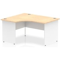 Impulse 1400mm Left Crescent Office Desk Maple Top White Panel End Leg