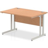 Impulse 1200 x 800mm Straight Office Desk Oak Top Silver Cantilever