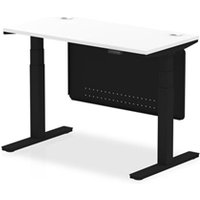 Air Modesty 1200 x 600mm Height Adjustable Office Desk White Top Cable