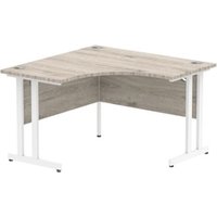 Impulse 1200mm Corner Office Desk Grey Oak Top White Cantilever Leg