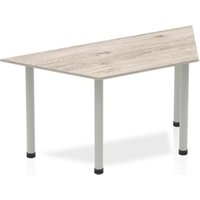 Impulse 1600mm Trapezium Grey Oak Top Silver Post Leg I003256