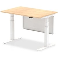 Air Modesty 1200 x 800mm Height Adjustable Office Desk Maple Top White