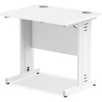 Impulse 800 x 600mm Straight Office Desk White Top White Cable Managed