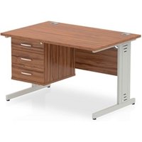 Impulse 1200x800 Desk Walnut Silver Cable Managed Leg + Fixed Pedestal