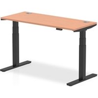 Air 1400x600mm Height Adjustable Desk Beech Top Cable Ports Black Leg
