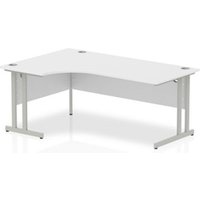 Impulse 1800mm Left Crescent Office Desk White Top Silver Cantilever
