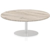 Italia 1200mm Round Coffee Table Grey Oak Top 475mm High Silver Leg