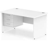 Impulse 1400 x 800mm Straight Office Desk White Top Panel End Leg