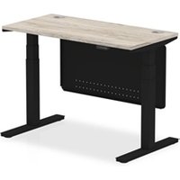 Air 1200x600 Height Adjustable Desk Grey Oak CP Black Leg Modesty Pnl