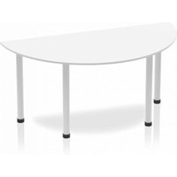 Impulse 1600mm Semi-Circle Table White Top Silver Post Leg BF00177